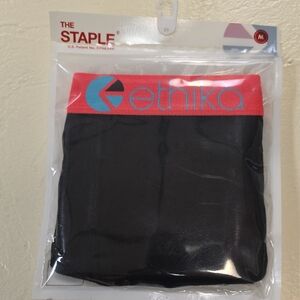 Ethika Black Boxer Briefs with Red Waistband